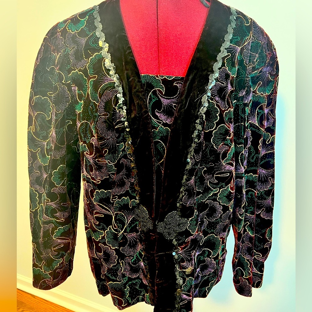 Vintage David Rose Floral Sequence Blazer